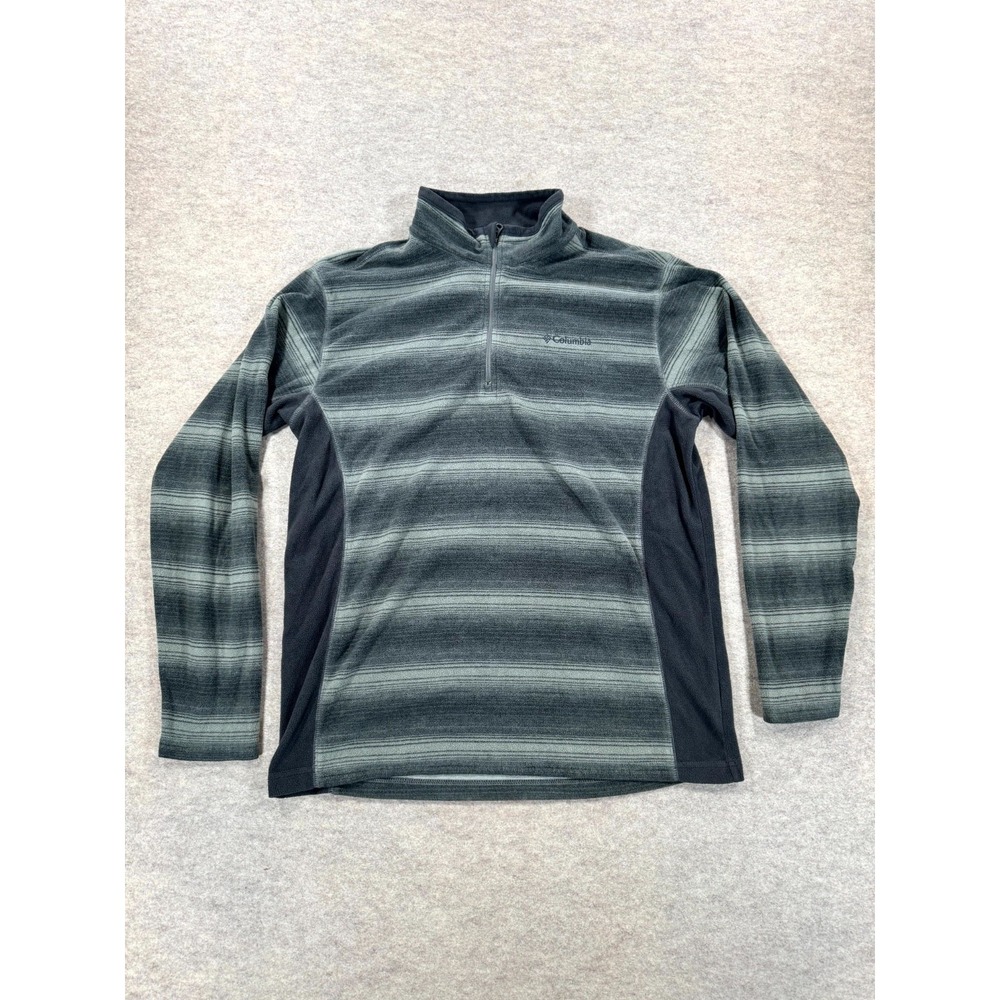 Columbia Fleece Jacket Mens Medium Multicolor Striped Mock Neck 1/4 Zip Thermal